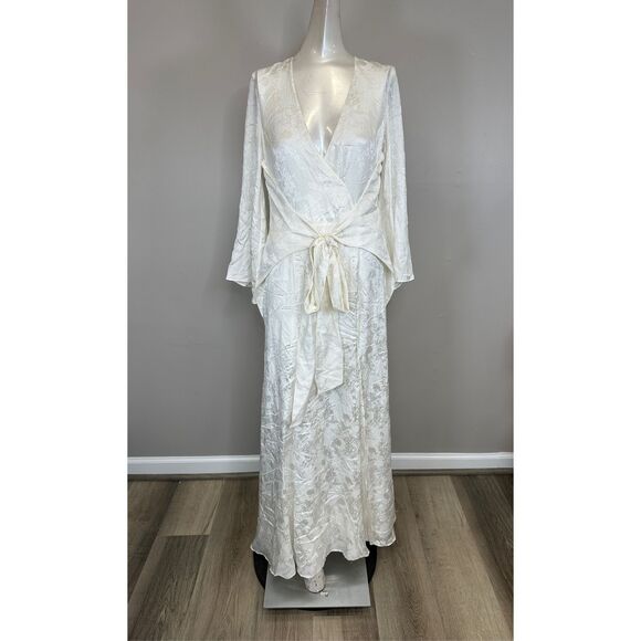 NWT Galvan London Silk Blend Jacquard Havana Maxi Wrap Dress White Size 4 $2,295 - Picture 6 of 13